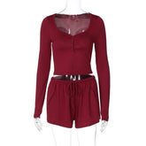 Grayce Button-Front Short Set