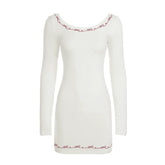 Frida Embroidered Long Sleeve Mini Dress
