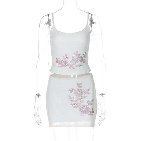 Sianna Halter Rhinestone Skirt Set