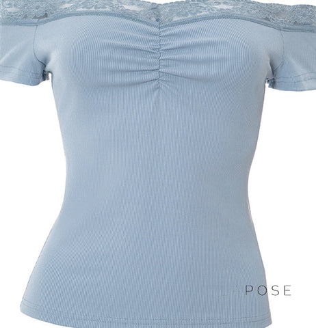 Augusta Lace Bardot Crop Top