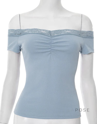 Augusta Lace Bardot Crop Top