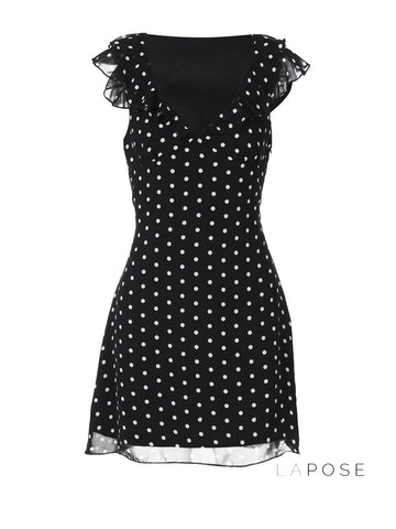 Davina Ruffled Polka Dot Mini Dress