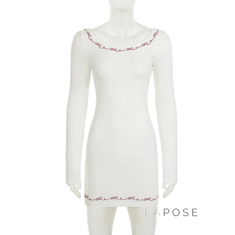 Frida Embroidered Long Sleeve Mini Dress