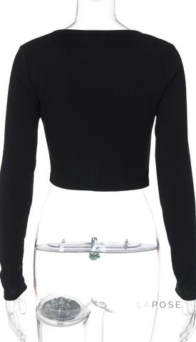 Mercedez Ribbed Button-Up Crop Top