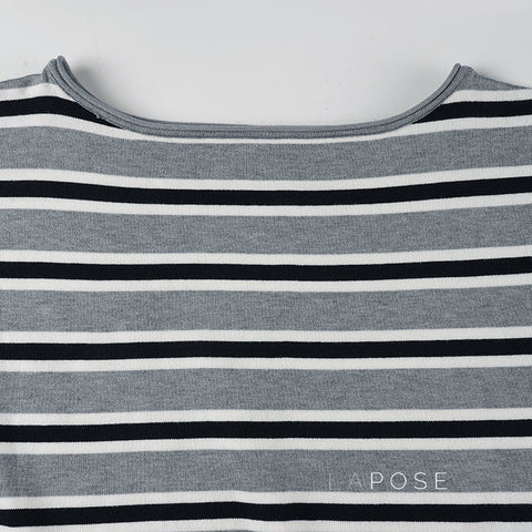 Stormy Striped Off Shoulder Knit Top